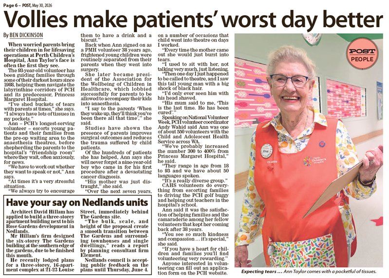Ann Taylor was covered by The Post - pictured is a clipping of the newspaper article
