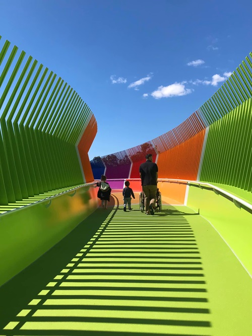 Ayla and her family cross the Kids Bridge at PCH