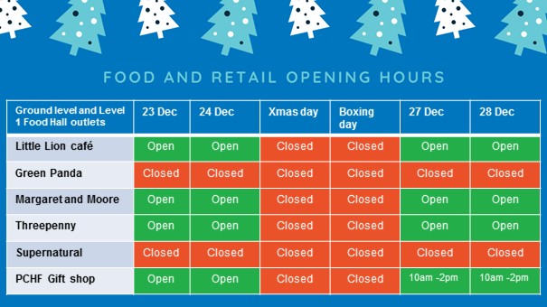 Festive season hours