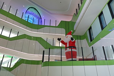 A blow-up Santa decoration in Perth Children's Hospital