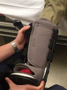 CAM boot, step 4: Place padding over the foot (if required) and fasten Velcro straps