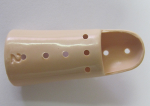 Dorsal part of Stax splint showing number to indicate size.